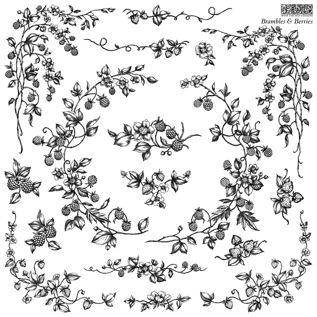 NEW Brambles & Berries 12x12 IOD Stamp™