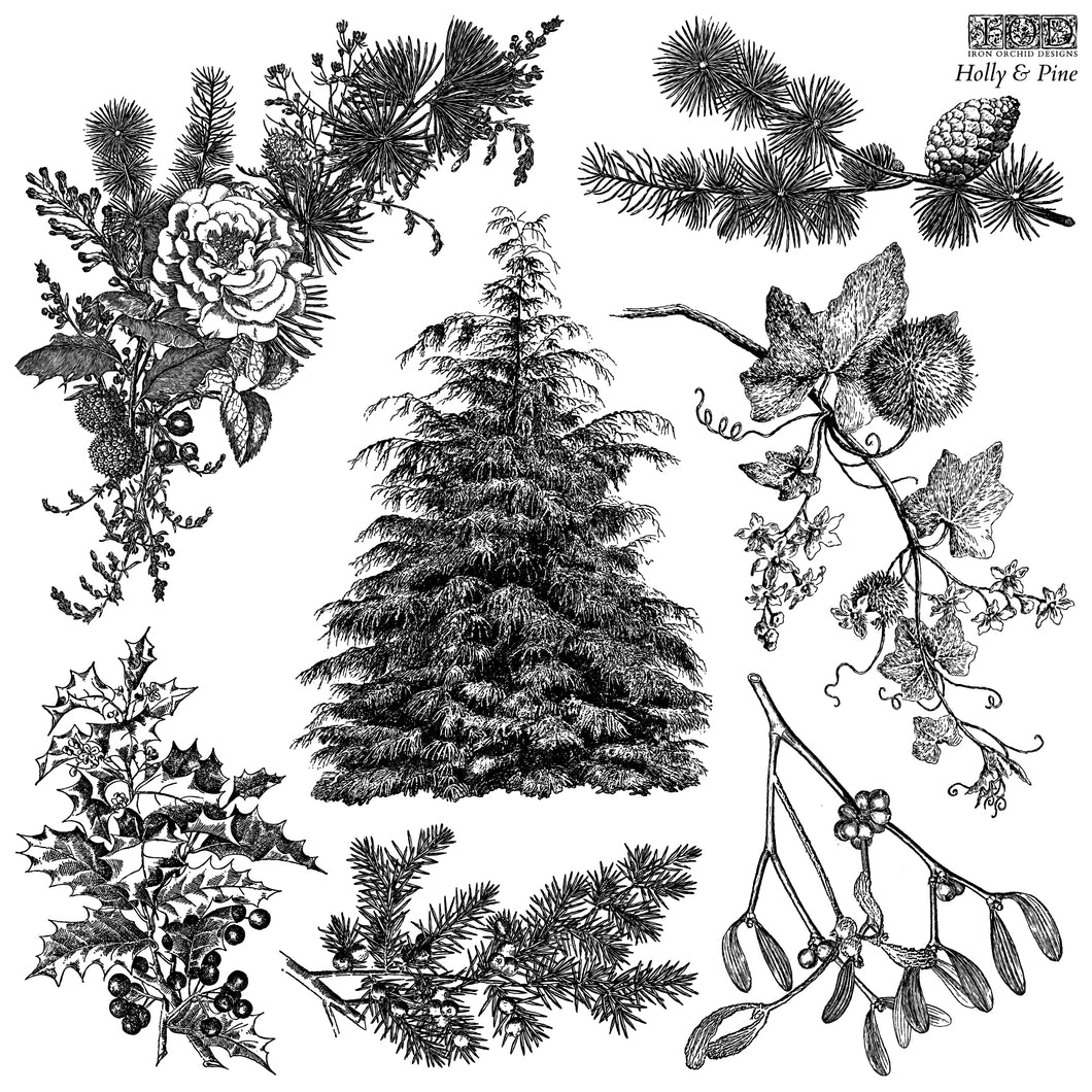 NEW 2025 Holiday release - Holly & Pine 12x12 IOD Stamp™